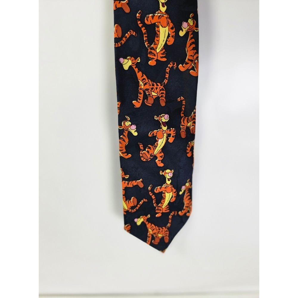 Vintage Disney Winnie The Pooh Tigger Necktie Navy Blue Mens 90s Character Tie‎